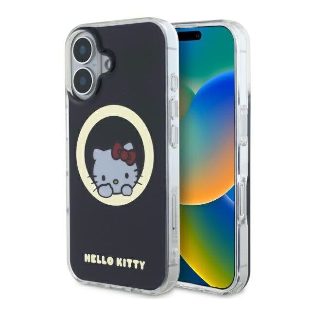 Husa premium pentru  iPhone 16 - Hello Kitty compatibila MagSafe - Negru