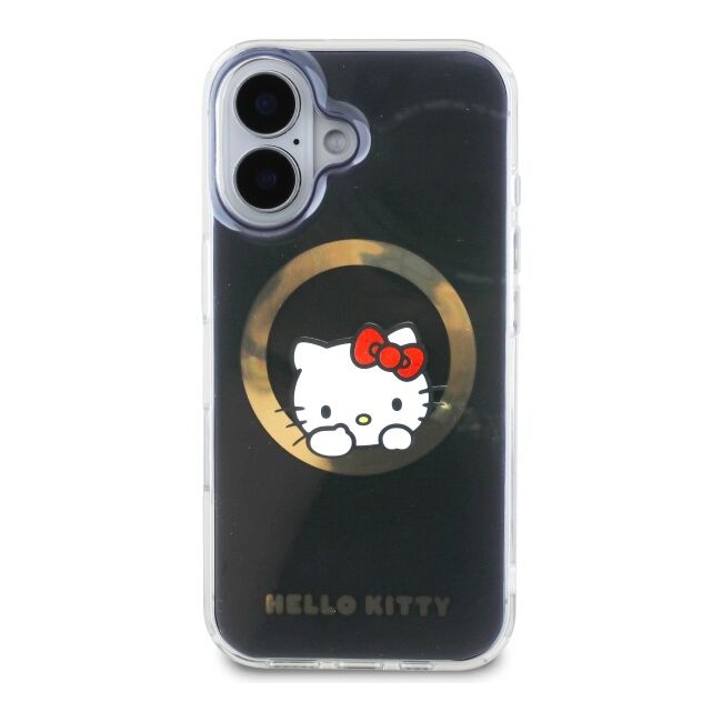 Husa premium pentru  iPhone 16 - Hello Kitty compatibila MagSafe - Negru