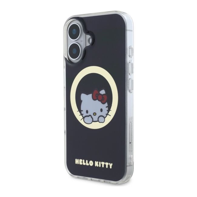 Husa premium pentru  iPhone 16 - Hello Kitty compatibila MagSafe - Negru