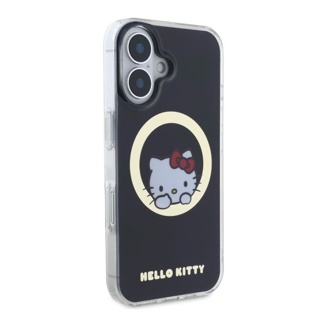 Husa premium pentru  iPhone 16 - Hello Kitty compatibila MagSafe - Negru