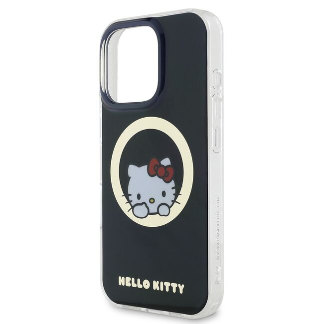 Husa premium pentru  iPhone 16 Pro - Hello Kitty compatibila MagSafe - Negru
