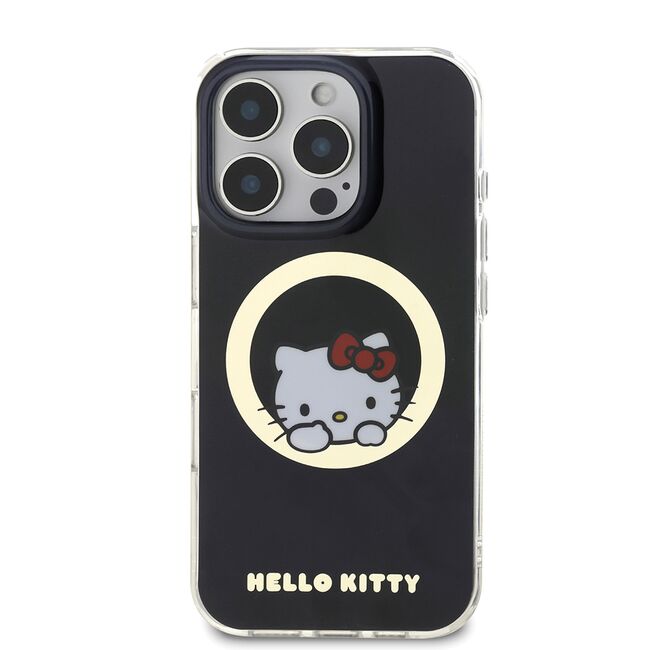 Husa premium pentru  iPhone 16 Pro - Hello Kitty compatibila MagSafe - Negru