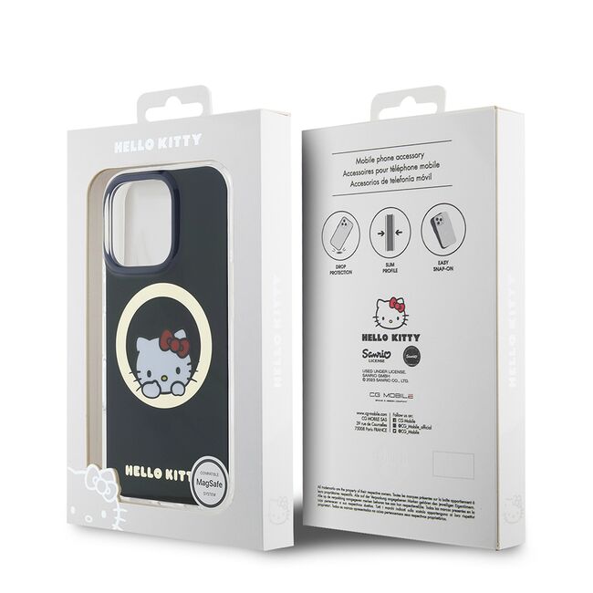 Husa premium pentru  iPhone 16 Pro - Hello Kitty compatibila MagSafe - Negru