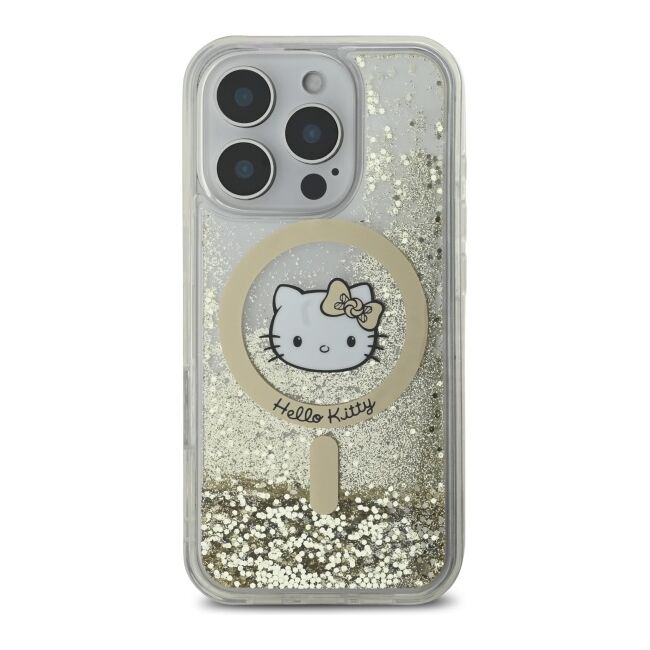 Husa premium pentru  iPhone 16 Pro Max - Hello Kitty compatibila MagSafe - Auriu