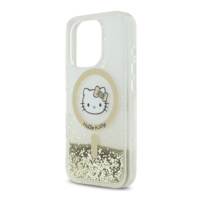 Husa premium pentru  iPhone 16 Pro Max - Hello Kitty compatibila MagSafe - Auriu