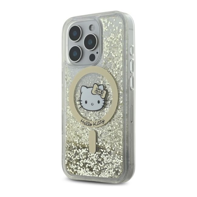 Husa premium pentru  iPhone 16 Pro Max - Hello Kitty compatibila MagSafe - Auriu