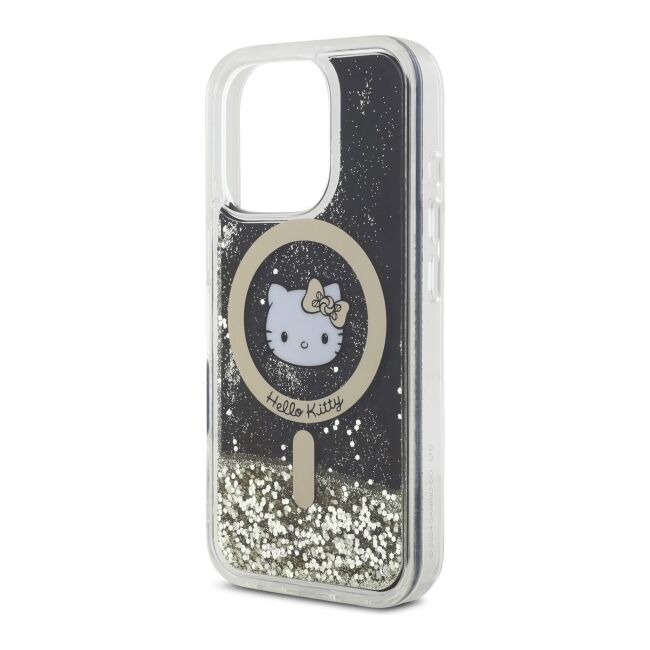 Husa premium pentru  iPhone 16 Pro Max - Hello Kitty compatibila MagSafe - Gri inchis