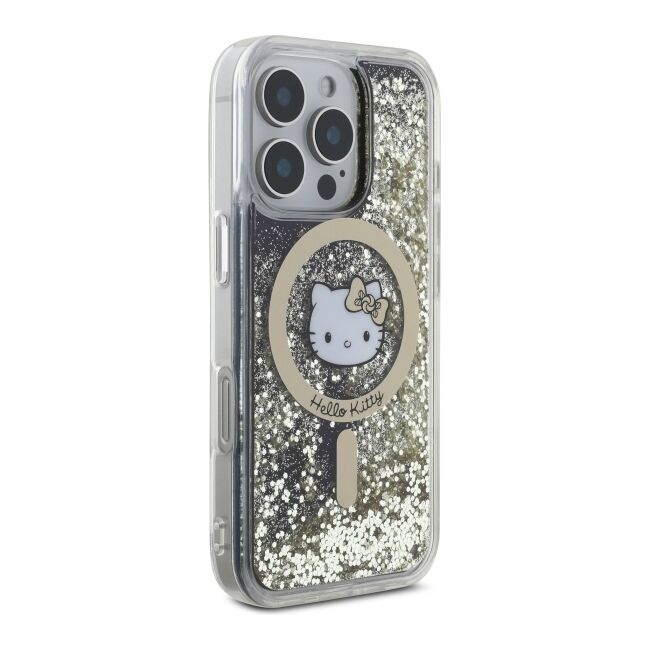 Husa premium pentru  iPhone 16 Pro Max - Hello Kitty compatibila MagSafe - Gri inchis