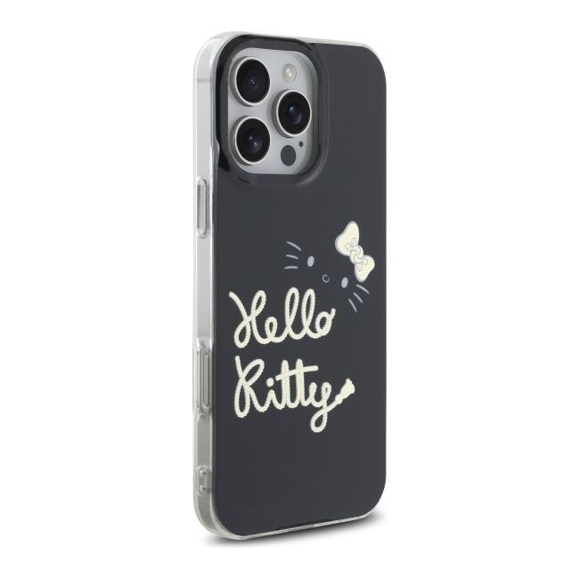 Husa premium pentru  iPhone 16 Pro Max - Hello Kitty compatibila MagSafe - Negru denim