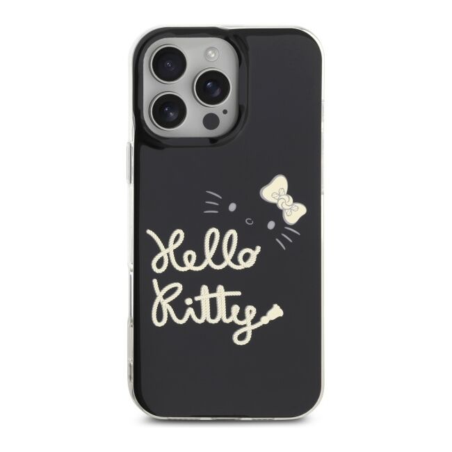 Husa premium pentru  iPhone 16 Pro Max - Hello Kitty compatibila MagSafe - Negru denim