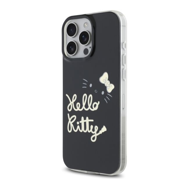 Husa premium pentru  iPhone 16 Pro Max - Hello Kitty compatibila MagSafe - Negru denim