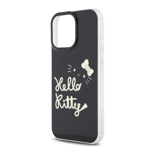 Husa premium pentru  iPhone 16 Pro Max - Hello Kitty compatibila MagSafe - Negru denim