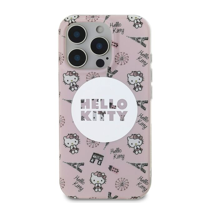 Husa premium pentru  iPhone 16 Pro Max - Hello Kitty compatibila MagSafe - Roz