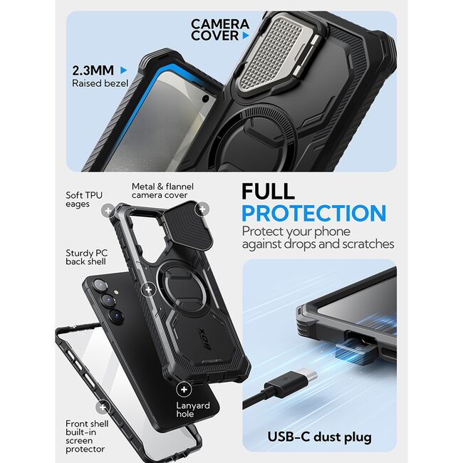 [Pachet 360°] Husa + folie Samsung Galaxy S25 Plus I-Blason Armorbox, negru