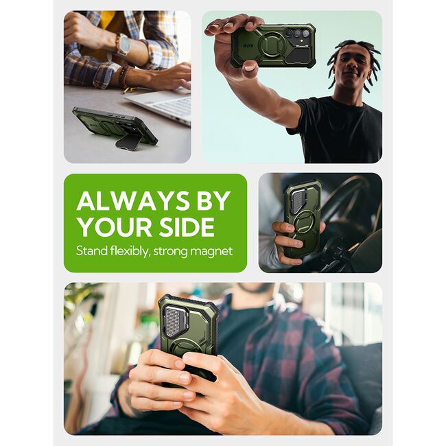 [Pachet 360°] Husa + folie Samsung Galaxy S25 Plus I-Blason Armorbox, verde