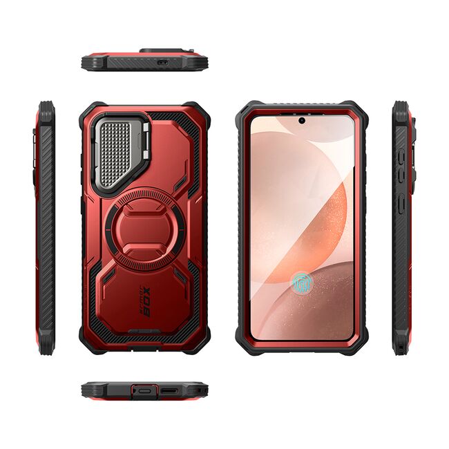 [Pachet 360°] Husa + folie Samsung Galaxy S25 Plus I-Blason Armorbox, rosu