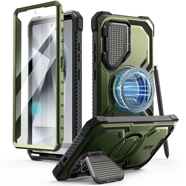 [Pachet 360°] Husa + folie Samsung Galaxy S25 Ultra I-Blason Armorbox, verde