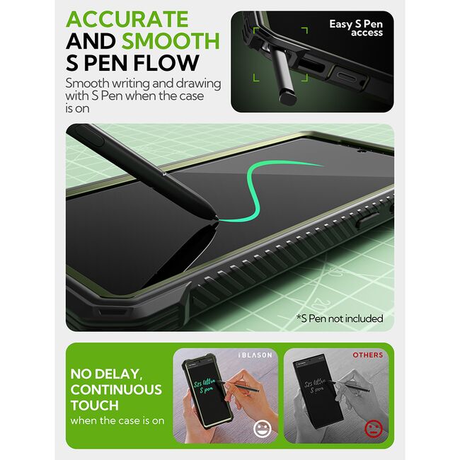 [Pachet 360°] Husa + folie Samsung Galaxy S25 Ultra I-Blason Armorbox, verde