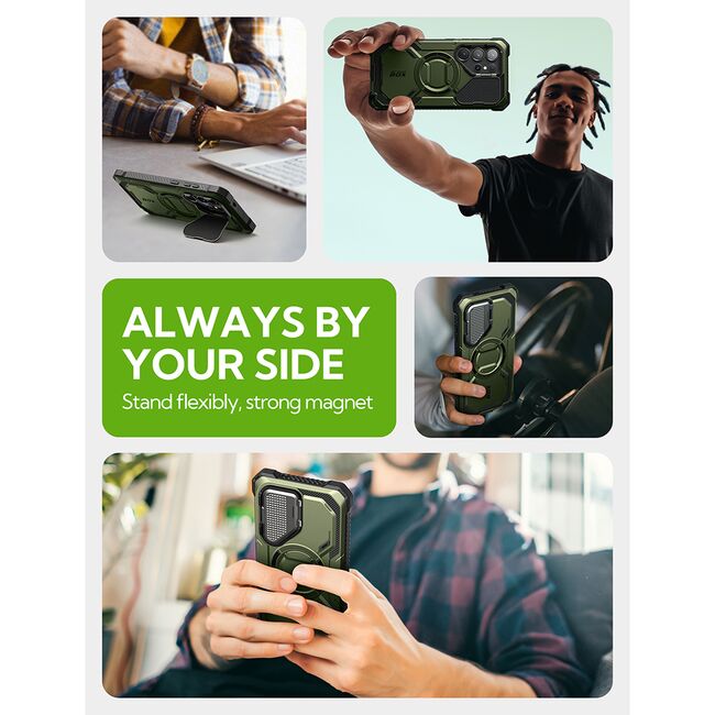 [Pachet 360°] Husa + folie Samsung Galaxy S25 Ultra I-Blason Armorbox, verde