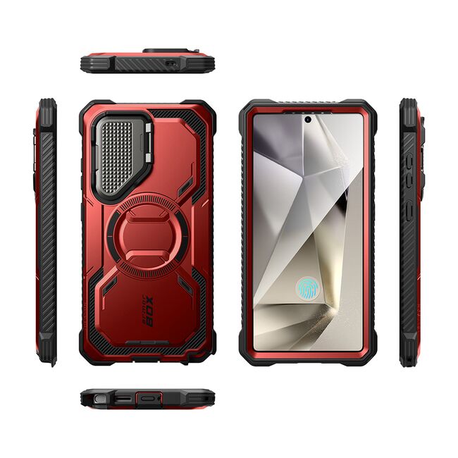 [Pachet 360°] Husa + folie Samsung Galaxy S25 Ultra I-Blason Armorbox, rosu