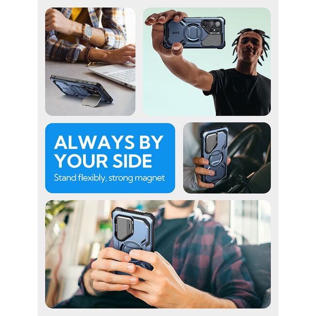 [Pachet 360°] Husa + folie Samsung Galaxy S25 Ultra I-Blason Armorbox, albastru