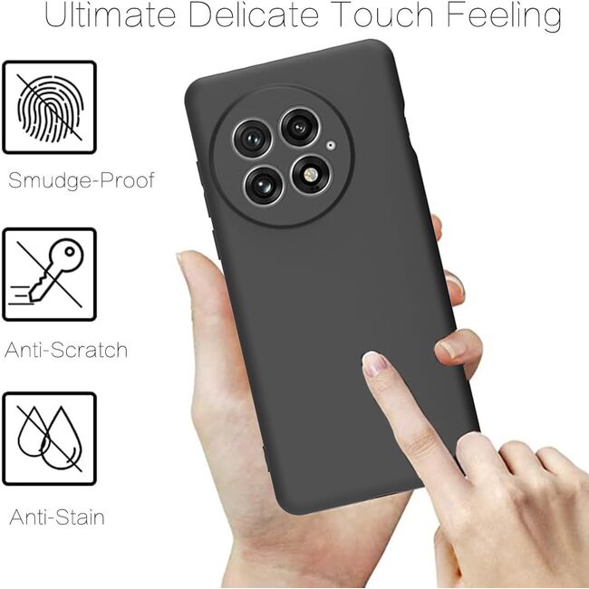 Husa pentru  OnePlus 13 Liquid Silicone, subțire, captusita cu microfibra, anti amprentă, protectie cameră foto, Negru