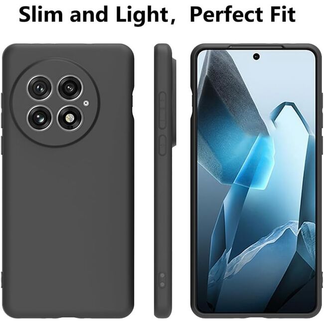 Husa pentru  OnePlus 13 Liquid Silicone, subțire, captusita cu microfibra, anti amprentă, protectie cameră foto, Negru