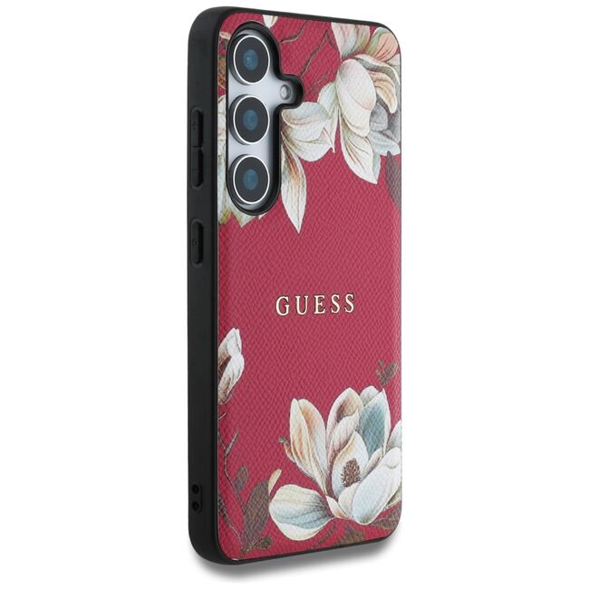 Husa premium pentru  Samsung Galaxy S25 compatibila MagSafe Guess Luxury Series - Fucsia