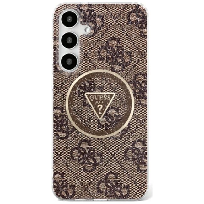 Husa premium pentru  Samsung Galaxy S25 compatibila MagSafe Guess Luxury Series - Maro
