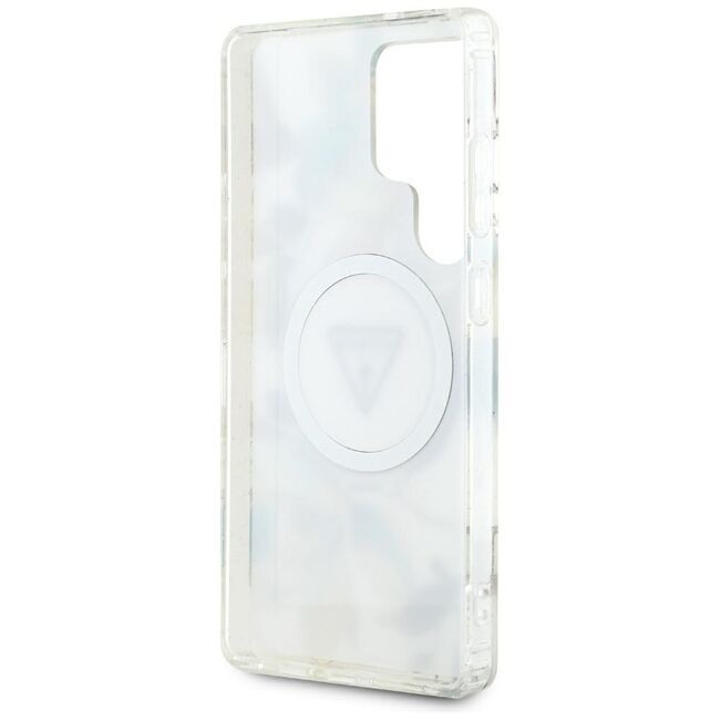 Husa premium pentru  Samsung Galaxy S25 Ultra compatibila MagSafe Guess Luxury Series - Alb