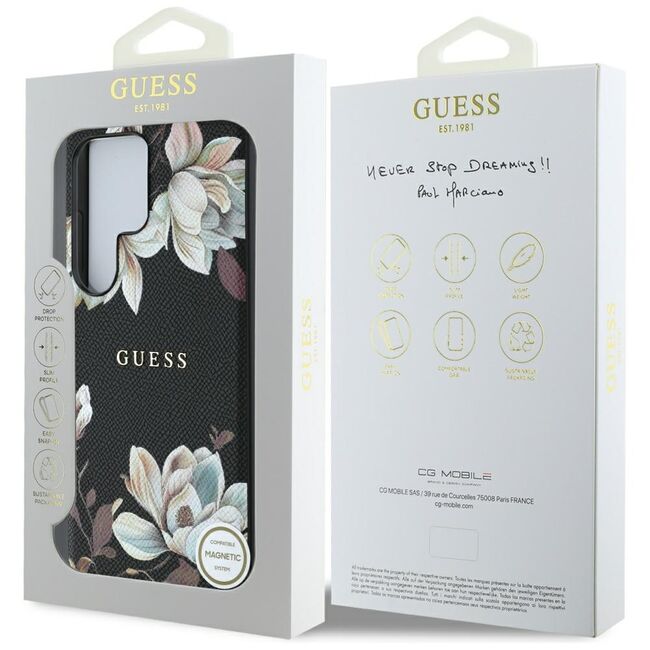 Husa premium pentru  Samsung Galaxy S25 Ultra compatibila MagSafe Guess Luxury Series - Negru print