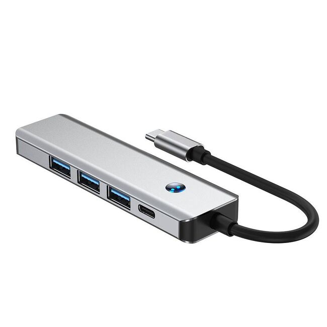 Adaptor HUB 5 in 1 USB Tip-C la 1 x USB 3.0, 2 x USB 2.0, 1 x HDMI 4K la 60Hz, 1 x USB Tip-C PD 100W, compatibil laptop Lenovo, Dell, HP, Asus, Acer, Apple MacBook Air/Pro, Chromebook, tableta, space grey