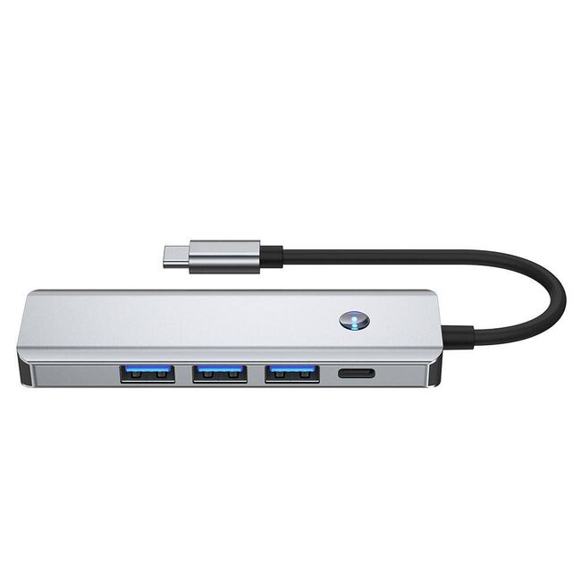 Adaptor HUB 5 in 1 USB Tip-C la 1 x USB 3.0, 2 x USB 2.0, 1 x HDMI 4K la 60Hz, 1 x USB Tip-C PD 100W, compatibil laptop Lenovo, Dell, HP, Asus, Acer, Apple MacBook Air/Pro, Chromebook, tableta, space grey