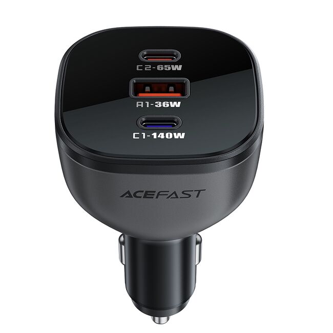 Incarcator auto 2x USB-C, USB, 165W, Fast Charging, Intelligent Temperature Control, Acefast B14, negru