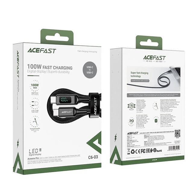 Cablu de date 100W Type-C la Type-C, Acefast C6-03, 2m