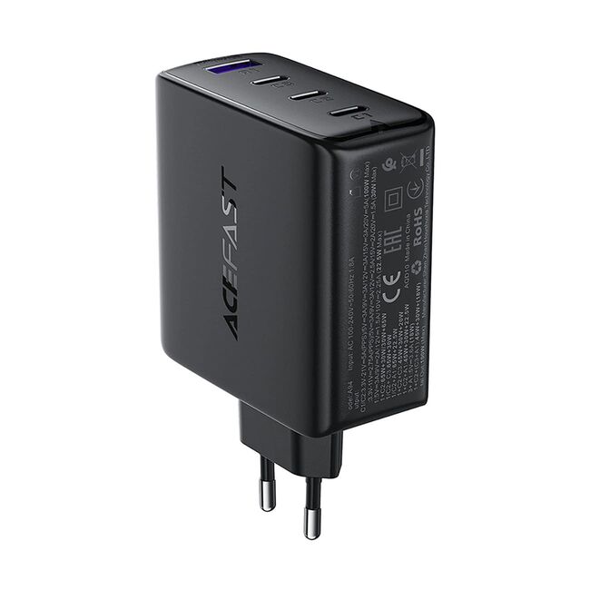Incarcator priza PD100W GaN2, 3x Type-C, USB-A, Acefast A94, negru