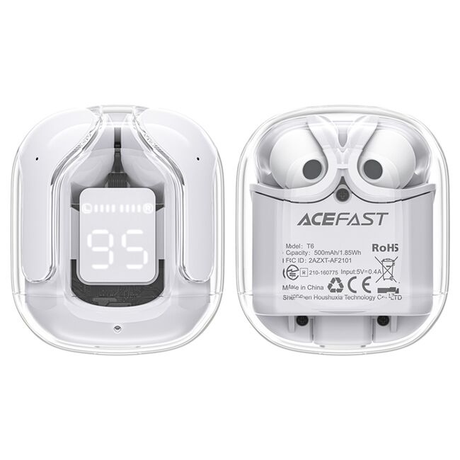 Casti True Wireless Type-C, IPX4, Acefast T6, 500mAh, gri