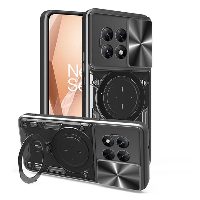 Husa pentru  OnePlus 13R cu protecție pentru cameră și suport magnetic integrat Ring Shockproof, Negru