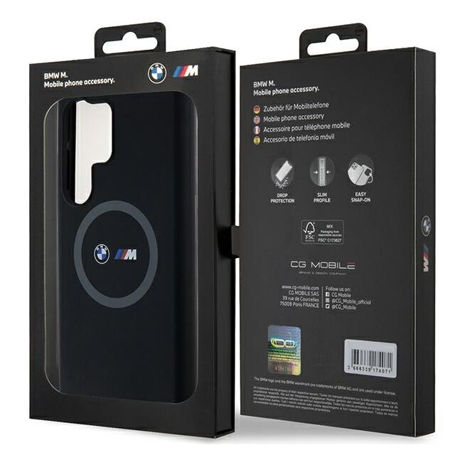 Husa premium pentru  Samsung Galaxy S24 Ultra compatibila MagSafe BMW Signature - Negru electric