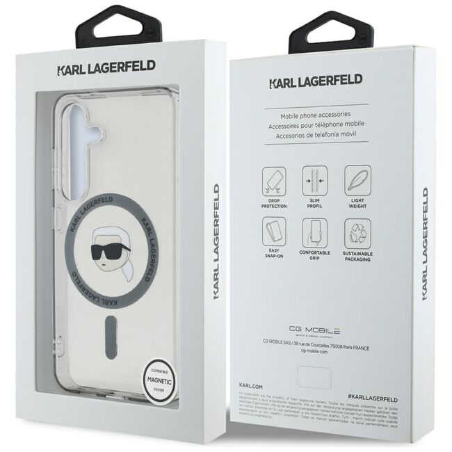 Husa premium pentru  Samsung Galaxy S25 Karl Lagerfeld compatibila Magsafe - Transparent