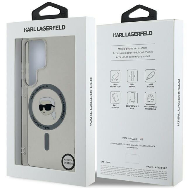 Husa premium pentru  Samsung Galaxy S25 Ultra Karl Lagerfeld compatibila Magsafe - Argintiu