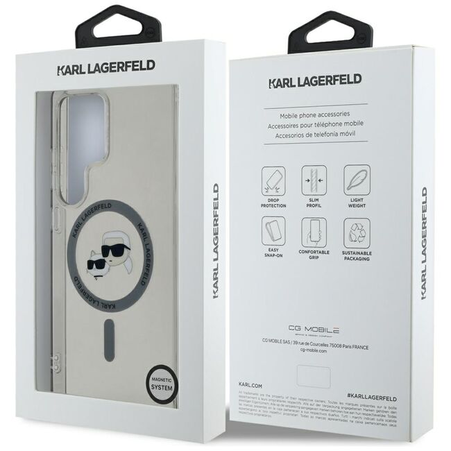 Husa premium pentru  Samsung Galaxy S25 Ultra Karl Lagerfeld compatibila Magsafe - Gri deschis