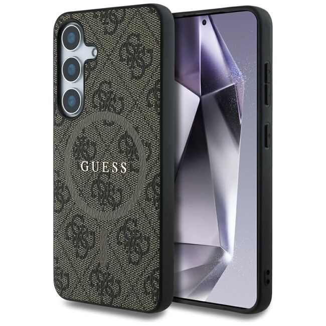 Husa premium pentru  Samsung Galaxy S25 compatibila MagSafe Guess Luxury Series - Maro inchis