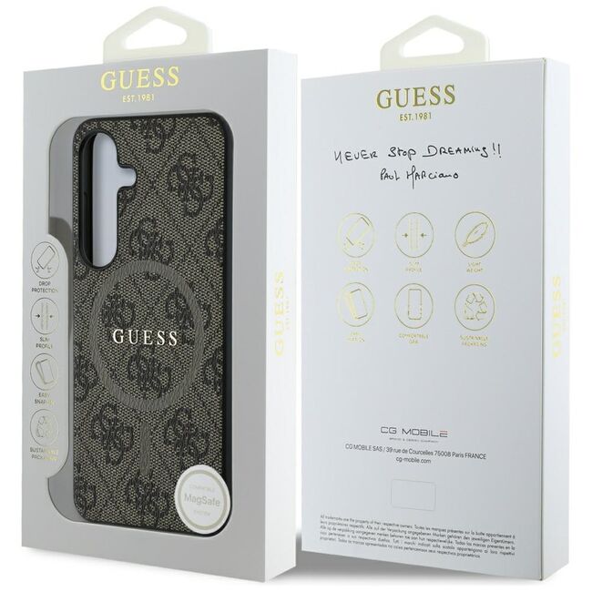 Husa premium pentru  Samsung Galaxy S25 compatibila MagSafe Guess Luxury Series - Maro inchis