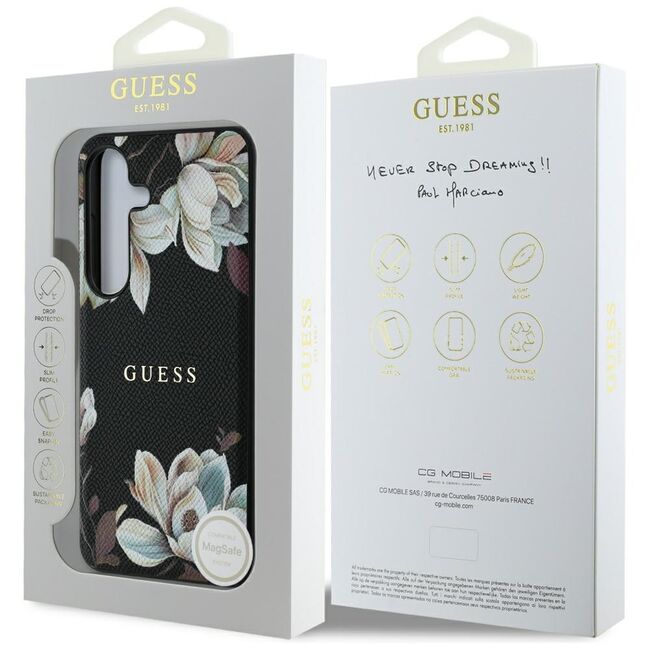 Husa premium pentru  Samsung Galaxy S25 compatibila MagSafe Guess Luxury Series - Negru deschis