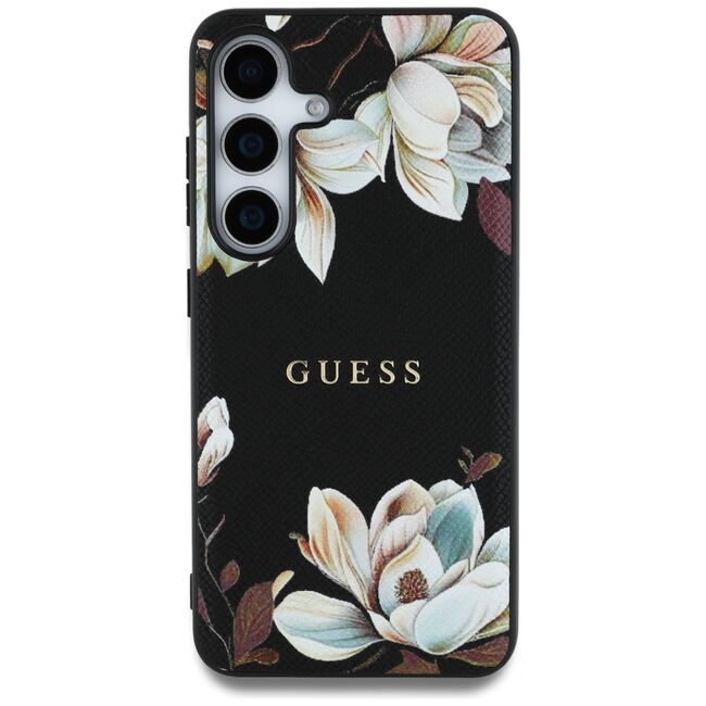 Husa premium pentru  Samsung Galaxy S25 compatibila MagSafe Guess Luxury Series - Negru deschis