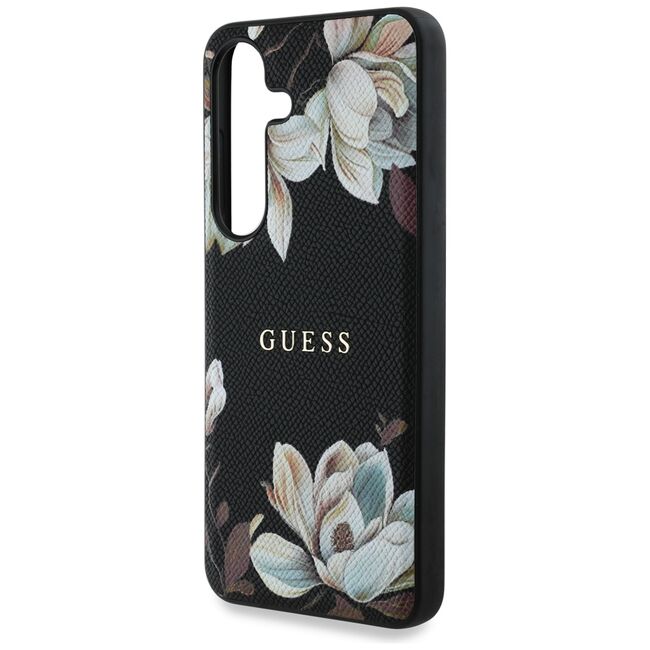 Husa premium pentru  Samsung Galaxy S25 compatibila MagSafe Guess Luxury Series - Negru deschis