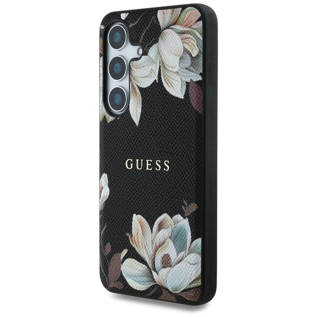 Husa premium pentru  Samsung Galaxy S25 compatibila MagSafe Guess Luxury Series - Negru deschis