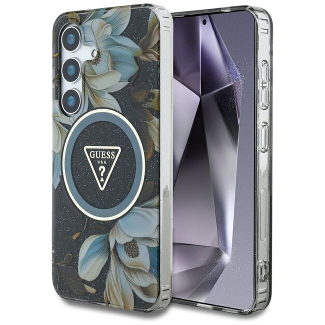 Husa premium pentru  Samsung Galaxy S25 compatibila MagSafe Guess Luxury Series - Verde inchis
