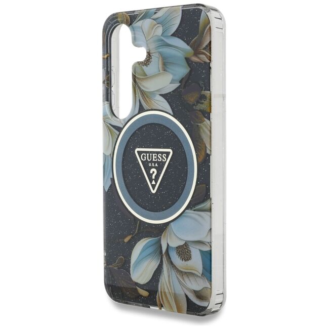 Husa premium pentru  Samsung Galaxy S25 compatibila MagSafe Guess Luxury Series - Verde inchis